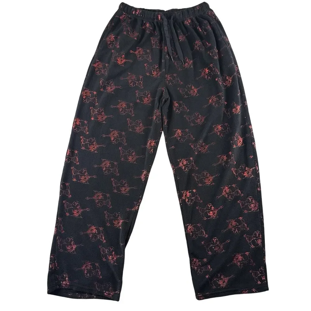 Men’s True Religion Lounge Pajama Pants Size Large All Over Print Black‎ & Red